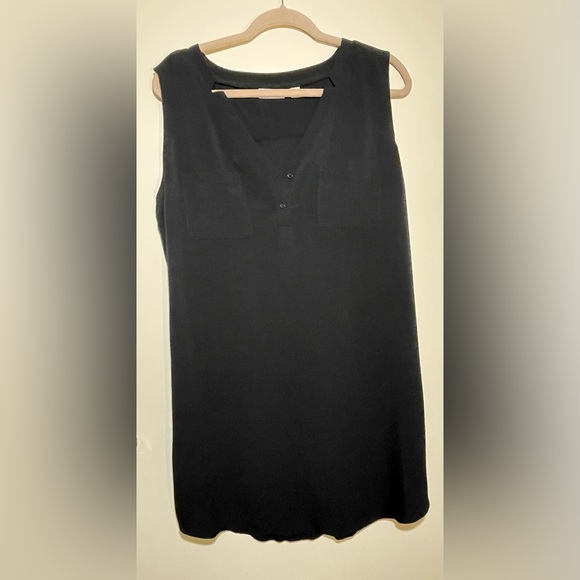 New York & Company Stretch Shift dress L black notch collar - Picture 3 of 9